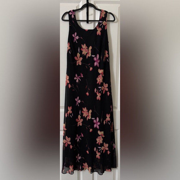 Black Dress with Pink & Yellow Flowers Backyard Core Beach Summer XL - Picture 1 of 7